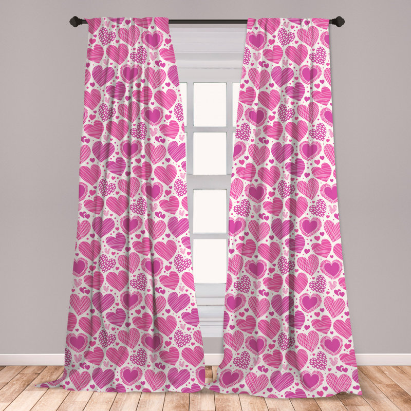 East Urban Home Ambesonne Valentines Window Curtains, Romantic Heart